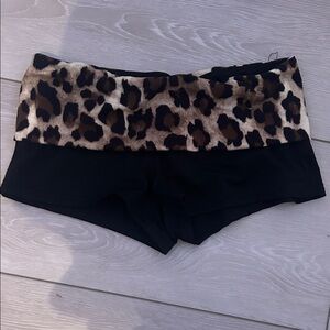 Leopard Print and Black Shorts